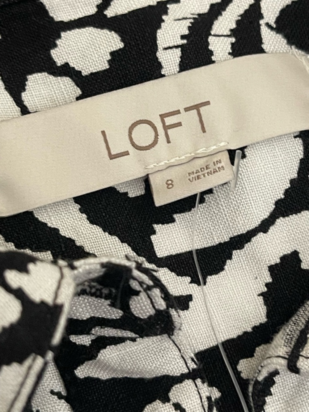 LOFT Black and White Pineapple Print Linen Blend Maxi Shirt Dress - Picture 5 of 5